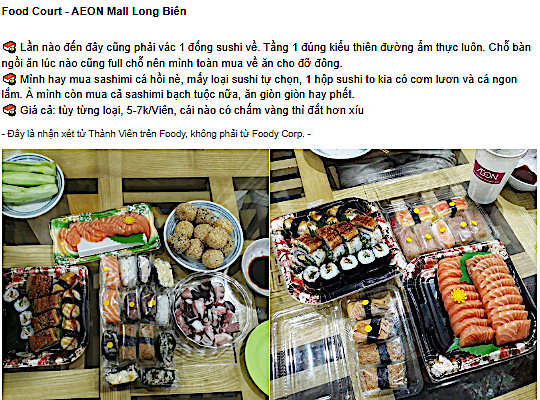 Sashimi của AEON là món ăn nhận được “cơn mưa lời khen” vì tươi ngon, khi nếm thử có vị béo ngậy