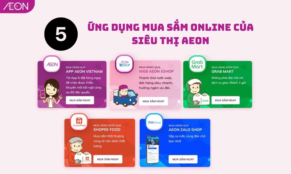 Khách hàng có thể tận hưởng vô vàn mã giảm giá, mã miễn phí vận chuyển trên các ứng dụng đi siêu thị online của AEON