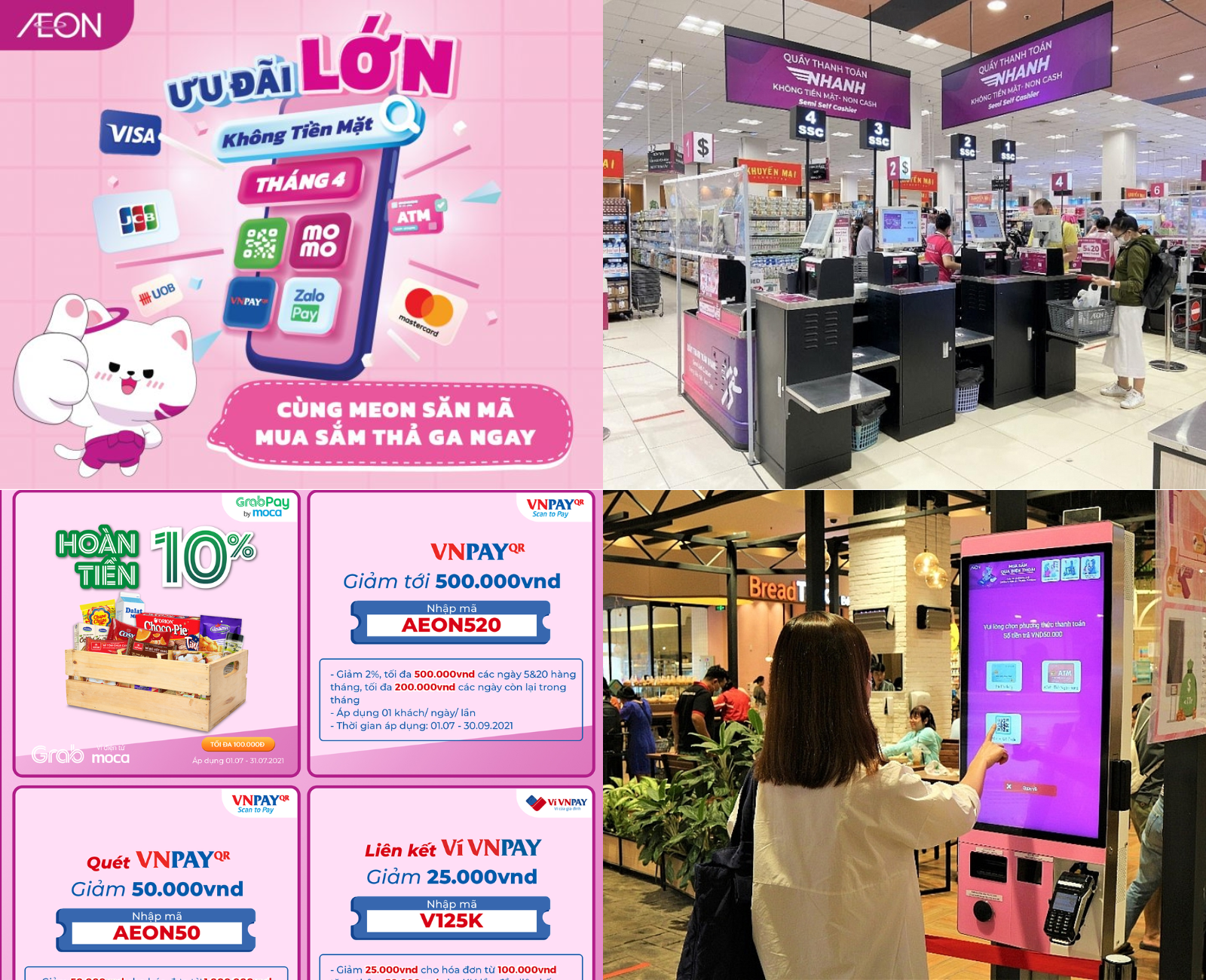 Thanh toán không tiền mặt nhận nhiều voucher hấp dẫn tại AEON