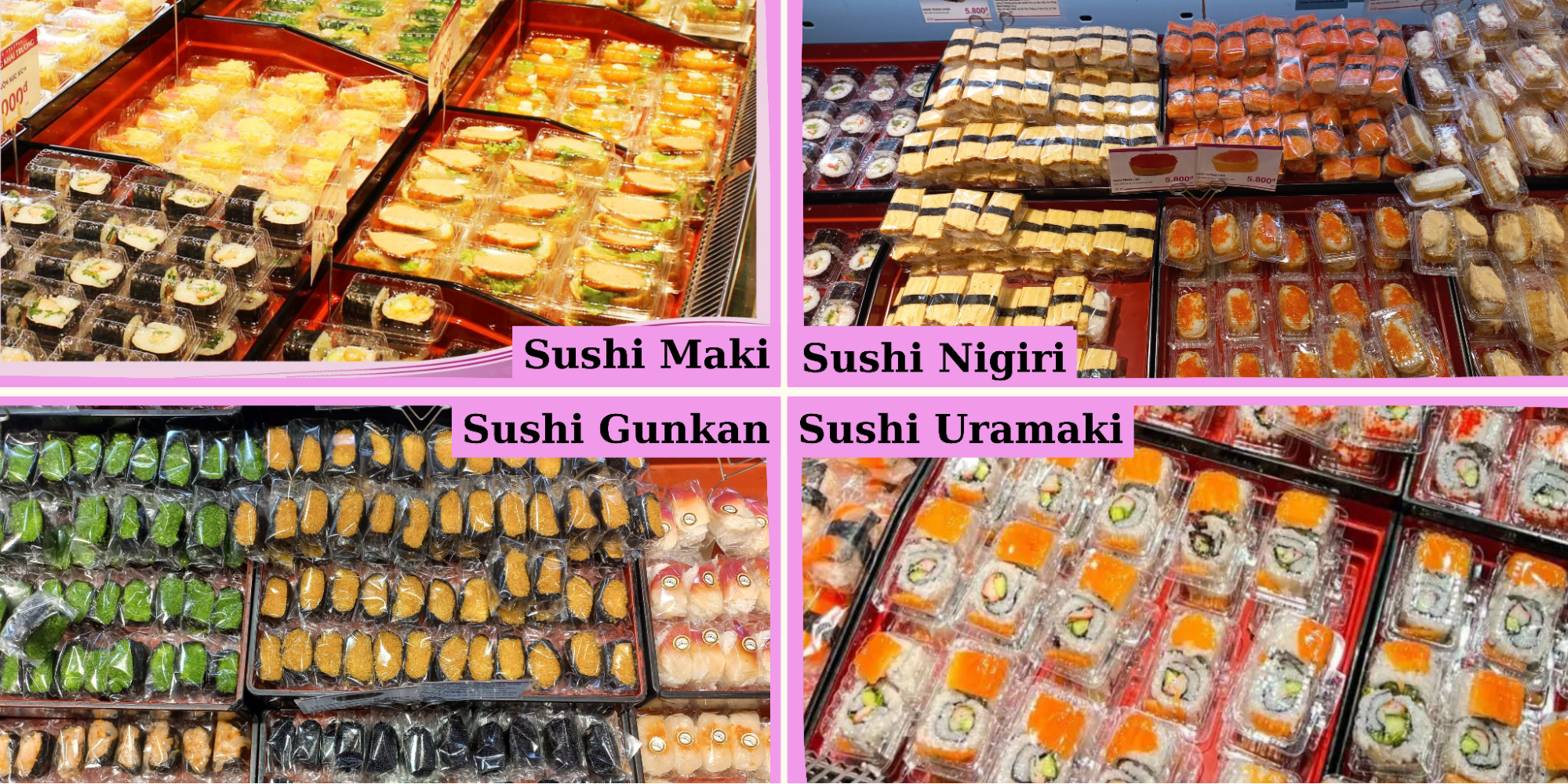 Sushi đủ vị tươi ngon hấp dẫn dành cho những tín đồ yêu thích Sushi tại khu vực ẩm thực AEON Delica