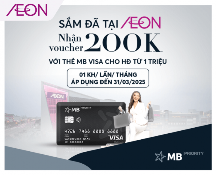 ƯU ĐÃI THẺ MB VISA CÙNG AEON